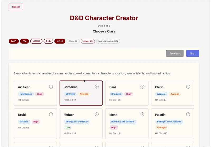 Crucible - DnD character creator helper
