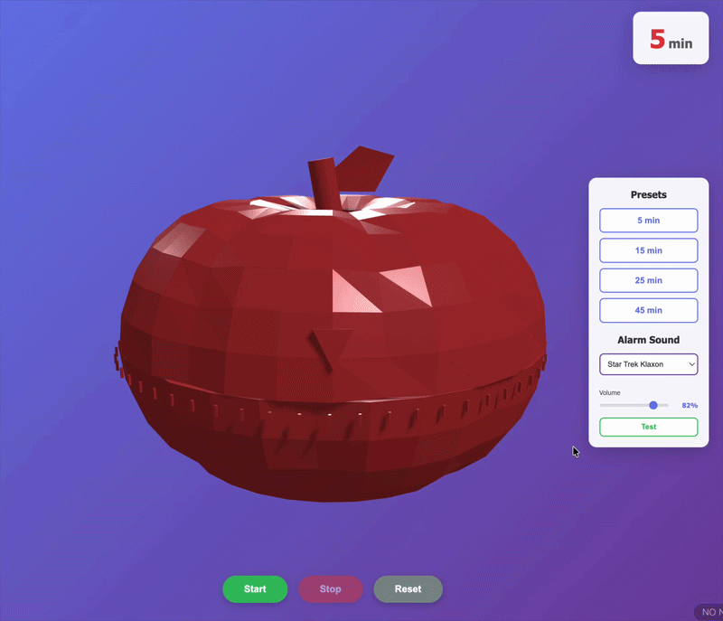 Tomate - 3D Pomodoro timer demo